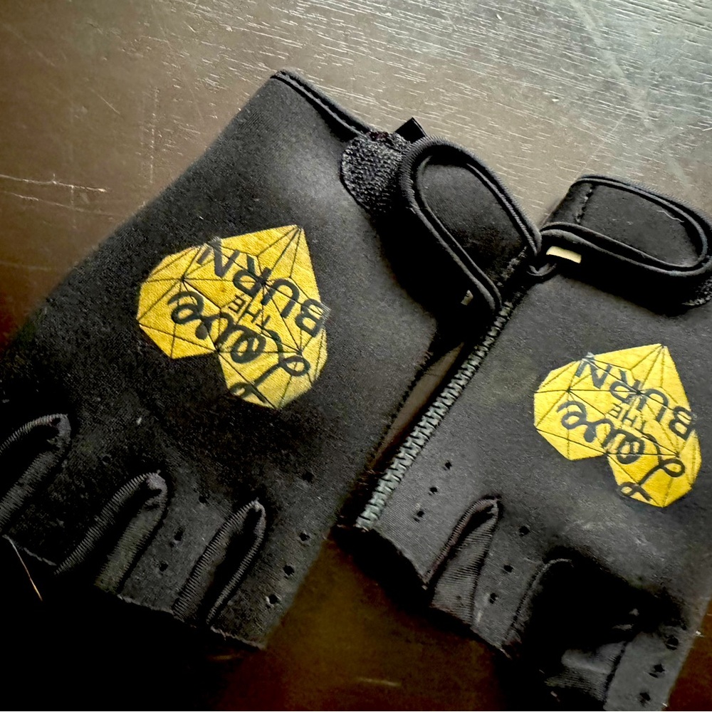 Black and Yellow Fingerless Weightlifting or Biking Gloves